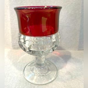 Vintage Tiffin Kings Crown Ruby Red Flashed Thumbprint  Glass.